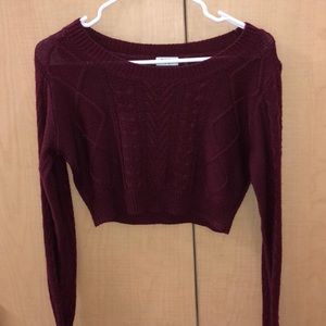 Cropped Knit Maroon Sweater